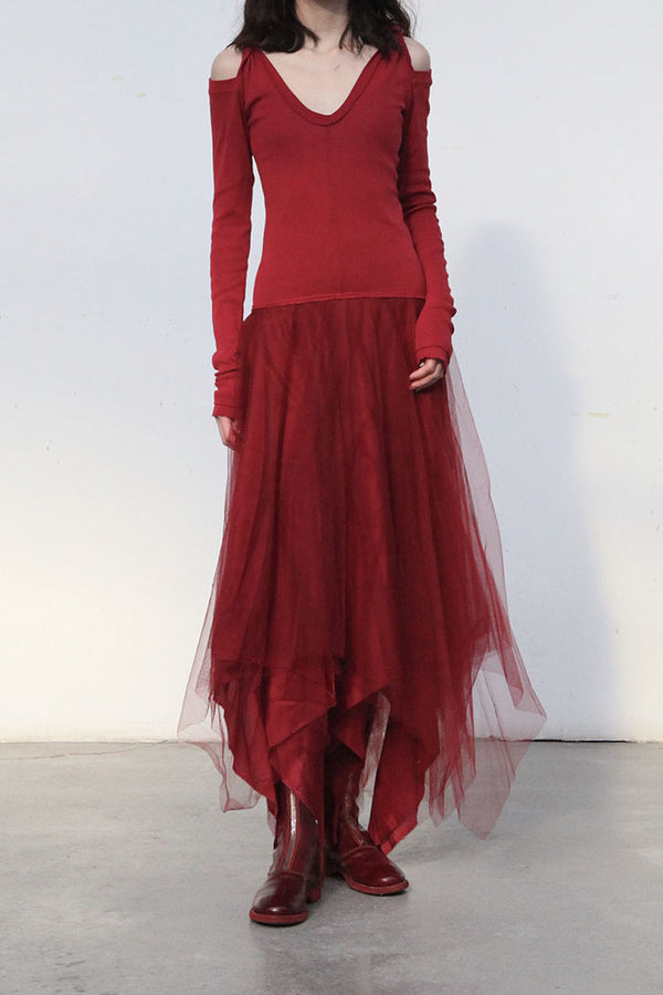 MARC LE BIHAN 2834 Off Shoulder Dress Red